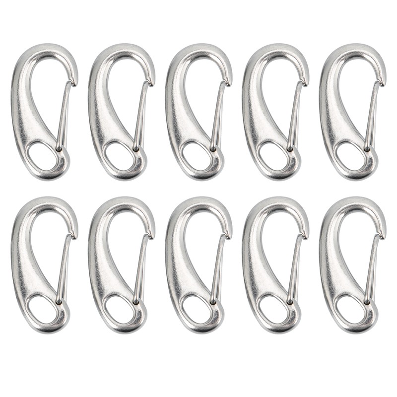 10pcs 50mm Heavy Duty Snap Rope Hook Stainless Steel Spring