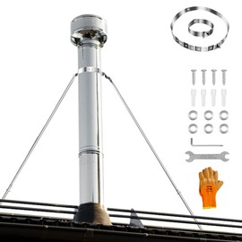 Extended Chimney Roof Bracket Stainless Steel Chimney Stove Pipe Bracket Support Kit for Stability, Adjustable Legs, Against Wind & Snow