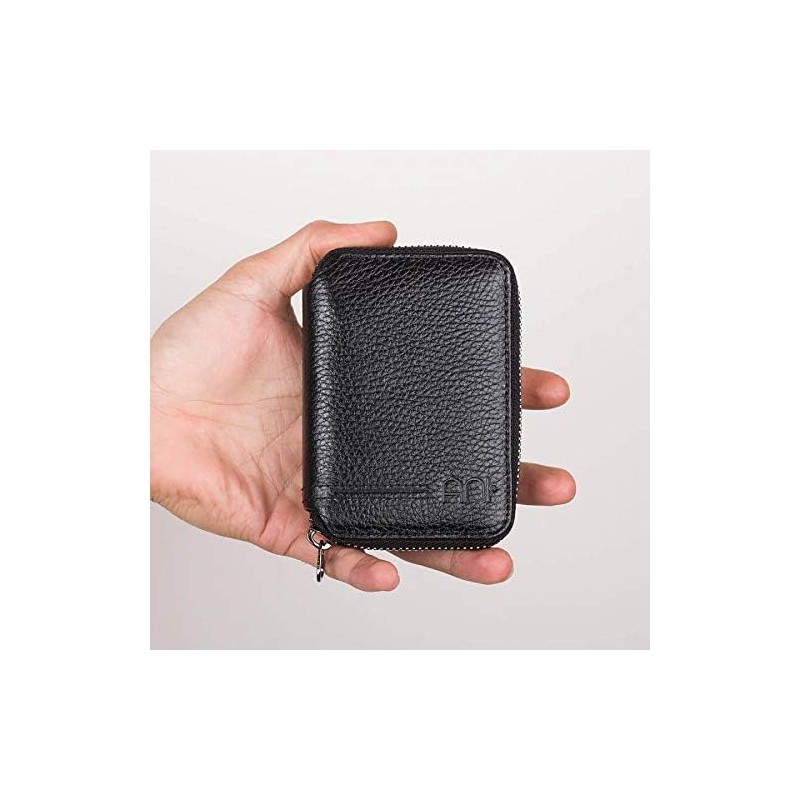 Anı Yüzük Genuine Leather Men's Zip Wallet, Black, black, Modern