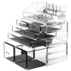READAEER Makeup Organizer 3 Pieces Cosmetic Storage Case with 6