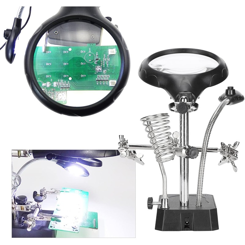 Hztyyier Lupa LED de Escritorio con Luz y Soporte de
