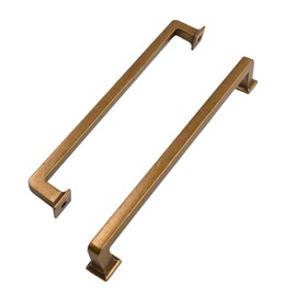 ROMATEE 10 Pack 10 Inch(256mm) Cabinet Pull Antique Brass Kitchen Cabinets Handles Vintage Cabinet Hardware for Cupboard Retro Kitchen Pulls for Cabinets Square Drawer Handles