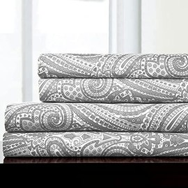 Full Size Sheet Sets - Breathable Luxury Sheets with Full Elastic & Secure Corner Straps Built In - 1800 Supreme Collection Extra Soft Deep Pocket Bedding Set, Sheet Set, Full, Paisley Gray