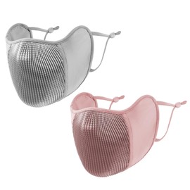 2 Pieces Breathable Sport Face Mask Washable Windproof Sun Protection UV Face Shield for Men Women Cycling Running Golfing (Light Gray+Pink)