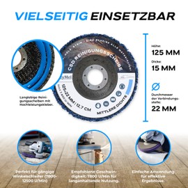 MeyMel® Pack of 5 Premium CSD Disc, 125 mm, 3 x Purple, 2 x Blue, High Performance & Shatterproof Cleaning Disc, for Angle Grinder 125 mm, Rust Remover for Flex, Wood, Metal, Stone, Concrete