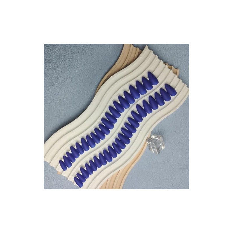 Uñas Postizas Azul Real Mate Uñas Almendradas Medianas Uñas Acrílicas