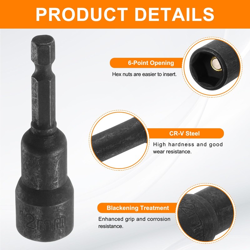 sourcing map Magnetic Nut Driver 19mm Hex Drive Socket CR-V