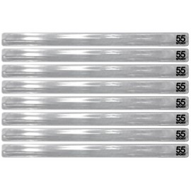 55 Sport Highly Reflective Hi-Vis Slap On Wrist/Ankle Bands - Silver - 8 Pack