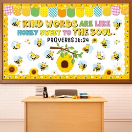 gisgfim Jesus Christian Religious Bee Bulletin Board Decorations Bee Kind Words Are Like Honey Sweet To The Soul Paper Cutouts Classroom Bulletin Board Set for VBS Back to Sunday School Decor Supplies