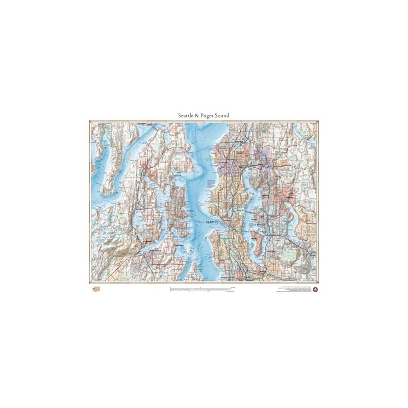 Benchmark Maps Seattle & Puget Sound, Washington Wall Map (18"