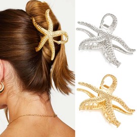 Banatra Starfish Claw Clips Gold Large Metal Hair Clips Beach Hair Accessories for Women and Girls