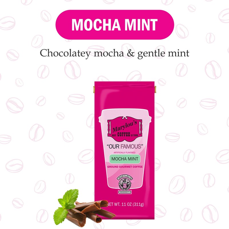Marylou’s Coffee – Mocha Mint Flavored Ground Gourmet Coffee –