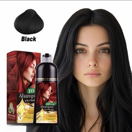 toae 3 in 1 Herbal Hair Color Shampoo, Burgundy Hair Color with Ginseng Extract to Cover Gray Hair - Colour: Natural-black
