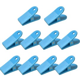 Pack of 10 Bulldog Paper Clips, Plastic, Bulldog Binder Clips, 58 mm Hinge Clips for Paper, Offices, Kitchen, Home, Blue