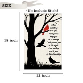 Guarding You in Heaven Garden Flags Funeral Memorial Banner No Stick I will Always Protect You Flag Loving Memory Linen Garden Flag Gifts for Loss of Loved One Lawn Yard Flag 12x18 in Double Sided