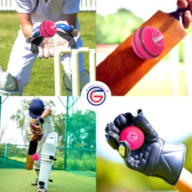 ONEGlobal Supreme Leather Cricket Ball | 100% Handstitched, 156g - 5.5oz, 4-Piece Premium Leather, Waterproofing | Match Quality Hard Cricket Balls for League Maches, Net Practice etc. (3-Pink)