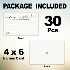 4" X 6" Wedding Advice & Wishes Card-Pack Of 30 Minimalism Black&White Double Print-Wishes For New Mr And Mrs-Bridal Shower Advice Card For Guest-Marriage Party Card-A02
