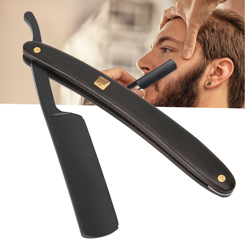 Sandalwood Handle Vintage Straight Manual Razor Holder Stainless Steel Beard
