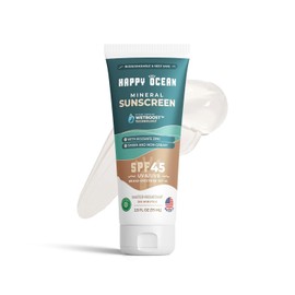 Happy Ocean SPF 45 Biodegradable Reef Safe Sunscreen for Face & Body, Non-Nano Zinc Oxide, Natural Fragrance Free Non Toxic Organic Mineral Sunscreen, Travel Size Reef Friendly Mineral Based 2.5 Fl Oz