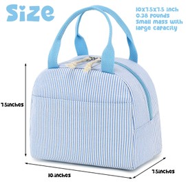 BLUBOON Lunch Bag for Women Men Cute Corduroy Lunch Tote Bags Reusable Insulated Lunch Box Large Capacity Reusable Insulated Cooler for Work Picnic or Travel (Stripes blue)