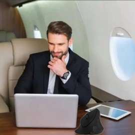 DIGISKYJOY Ergonomic Vertical Wireless Rechargeable Mouse, 2.4GHz, 800/1200/1600 DPI, 6 Buttons, Pinky Finger Rest, 123mm x 90mm x 72mm, Black