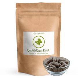vitalundfitmit100 Rhodiola Rosea 10:1 Extract 500 mg, 180 Capsules High Dose, Raw Food, Vegan