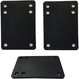 VJ Longboard Skateboard Riser Pads, Rubber, Set of 2, Size 3mm (1/8") 6mm (1/4") 12mm (1/2") 14mm Angle Wedge Riser Pads, Black (6mm)