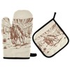 Kcldeci American Wild Western Desert Cowboy Oven Mitts and Pot