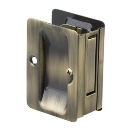 Richelieu Hardware 1700ABPSBC Onward Pocket Door Pull, Passage Lock, 3 1/4 in (82 mm), Rectangular, Antique Brass