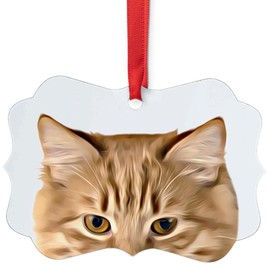Funny Curious Ginger Manx Cat Peeking Look Out Christmas Ornaments Benelux Aluminum - Kitten Owners Gift