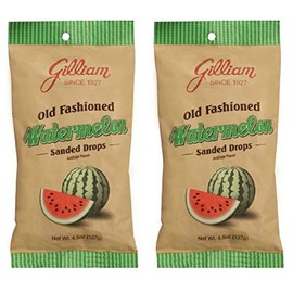 Gilliam Old Fashioned Candy Flavored Sanded Watermelon Drops Pack of 2 (4.5 oz. Bag) (Watermelon)