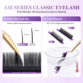NAGARAKU Individual Eyelash Extensions, Volume & Classic Lashes 5th Generation Soft Natural Beauty Salon Professional Anti-rebound Single Lash Extension Supplies 16 Rows -0.07 D Curl 13mm