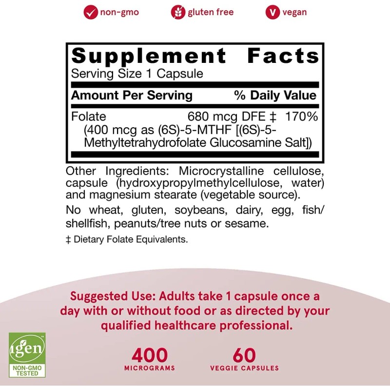 Folato De Metilo + Methyl Folate Premium 60 Caps Eg