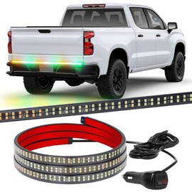 XRIDONSEN 48 inch Truck Amber Green Tailgate Strobe Lights Strip Rear Window Lights 288 LED Tail Emergency Light Bar Flashing Warning Hazard Safety for Plow Trucks Construction Vehicles Pickup Trailer