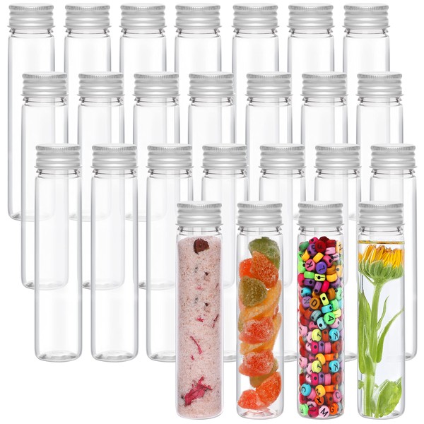 Kurtzy 25 Pack Clear Plastic Test Tubes with Screw Caps