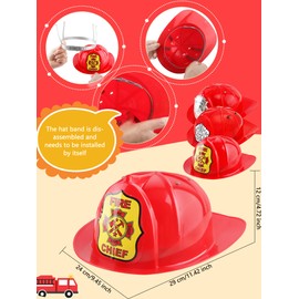 Flotory 4 Pcs Kids Firefighter Hat Plastic Red Fire Chief HatFireman Helmet Costume Accessory for Cosplay Firefighter Party Favors Dress Up (Color Style 1)