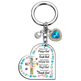 OEHEDOU Christian Gifts For Women Inspirational Gifts For Women Inspire Bible Keychain Jesus Keychain Bible With Explanation Of Verses Best Gift For Female Praise God Prayer Items