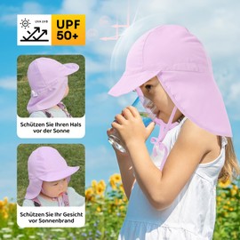 Durio Unisex Children's Peaked Cap with Neck Protection Baby Sun Hat UV SPF50+ with Ties Toddler Summer Hat, Purple