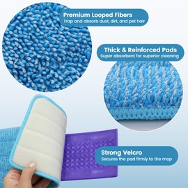 6 Pack Reusable Microfiber Mop Pads Compatible with Swiffer PowerMop, Machine Washable Replacement Pads for 13"-15" Spray Mop, Dry Wet Mopping Cloths Compatible with Multiple Floor Types
