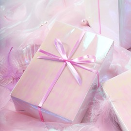 LeZakaa Pink Wrapping Paper Roll, Holographic Iridescent Wrapping Paper for Birthday, Valentine's, Mother's Day, Wedding, Baby Shower, Holiday, Large Roll, 30 inches x 32.8 Feet (92.9 sq.ft.)