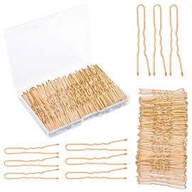 180 Pcs Blonde U Shaped Hair Pins for Buns, U Pins Hair for Women, Clips for Hairs Bobby Pin, Ballet Hairs Pin, Buns Grips, U Bobby for Thick Hairs, Curby Grip