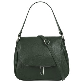 Samantha Look Women's Genuine Leather Shoulder Bag, Made in Italy, Business Crossbody Elegant Handbag with Expandable Compartment, 021680, dark green