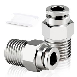 TAILONZ PNEUMATIC Male Straight 6mm Tube OD x 1/4 Inch BSP Thread Push to Connect Fittings Copper Nickel Plating TPC6-02 (Pack of 5)