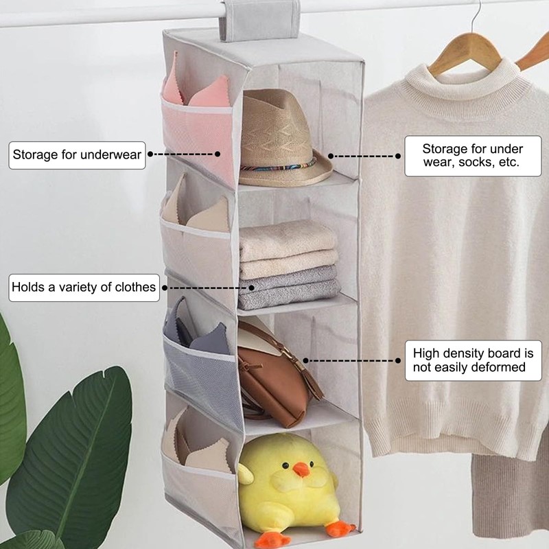 QUMENEY 2 Pcs Hanging Wardrobe Storage Closet Organiser Hanging Storage
