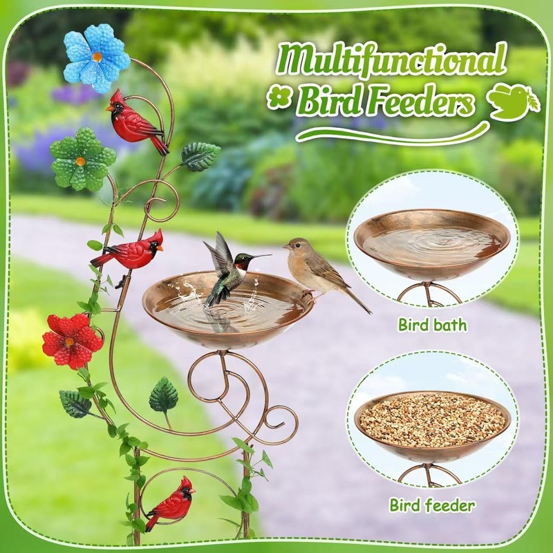 Metal Bird Bath with Trellis for Outside, 57” Height Birdbaths