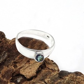 JEWELSTREZORO Mystischer Topas Edelstein 925 Sterling Silber Band Ring Herren & Damen Geschenkartikel Handgefertigter Schmuck TSR366AG_28 (74 (23.6))