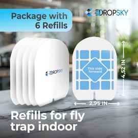 DropSky Flying Insect Trap Refill- Plug in Bug Catcher Indoor Refills, Indoor Fly Trap, Indoor Fly Trap,Trap for Mosquitos, Bugs, Insects, Gnats, Moth and Fruit Flies -Plug in Refill (Pack of 6 DP11)