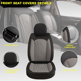JIAMAOXIN Car Seat Covers Full Set Fit for Nissan Altima 2009-2025,Waterproof Laux Leather Seat Protectors for 5-Seat Vehicles(Black&Grey)