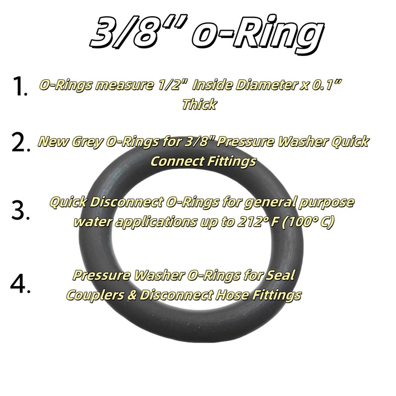Pressure Washer O Rings 3/8" Quick Coupler O-Rings New Grey