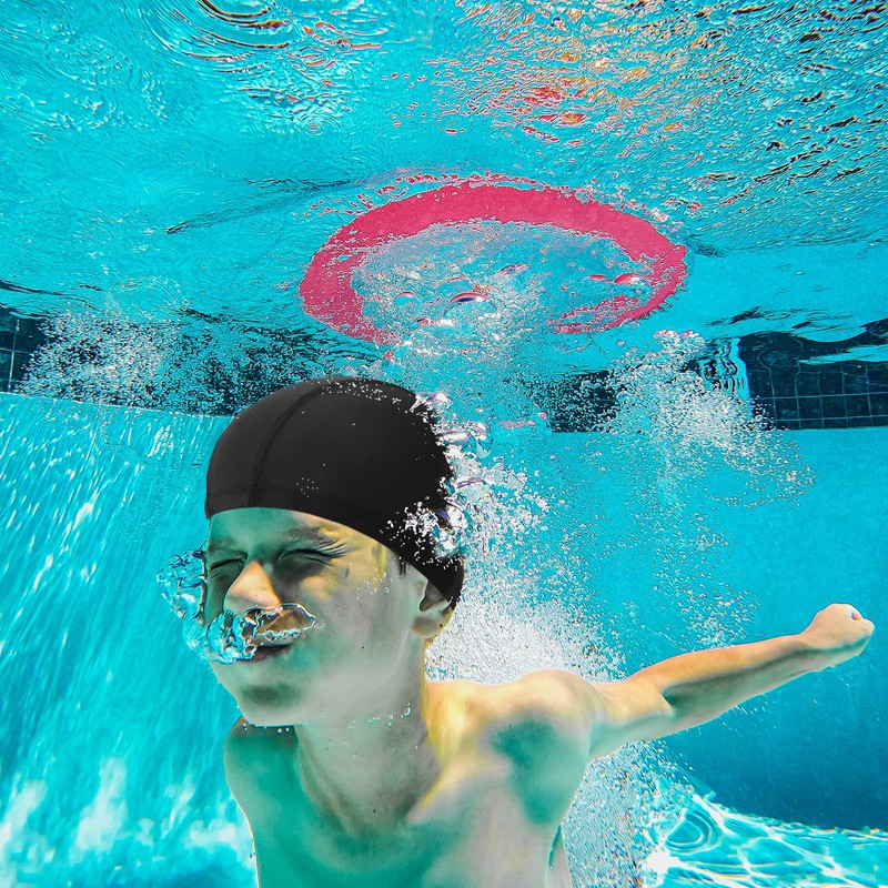 NITAIUN Polyester Swimming Caps (4 Pieces), Unisex-Adults, One Size, Black